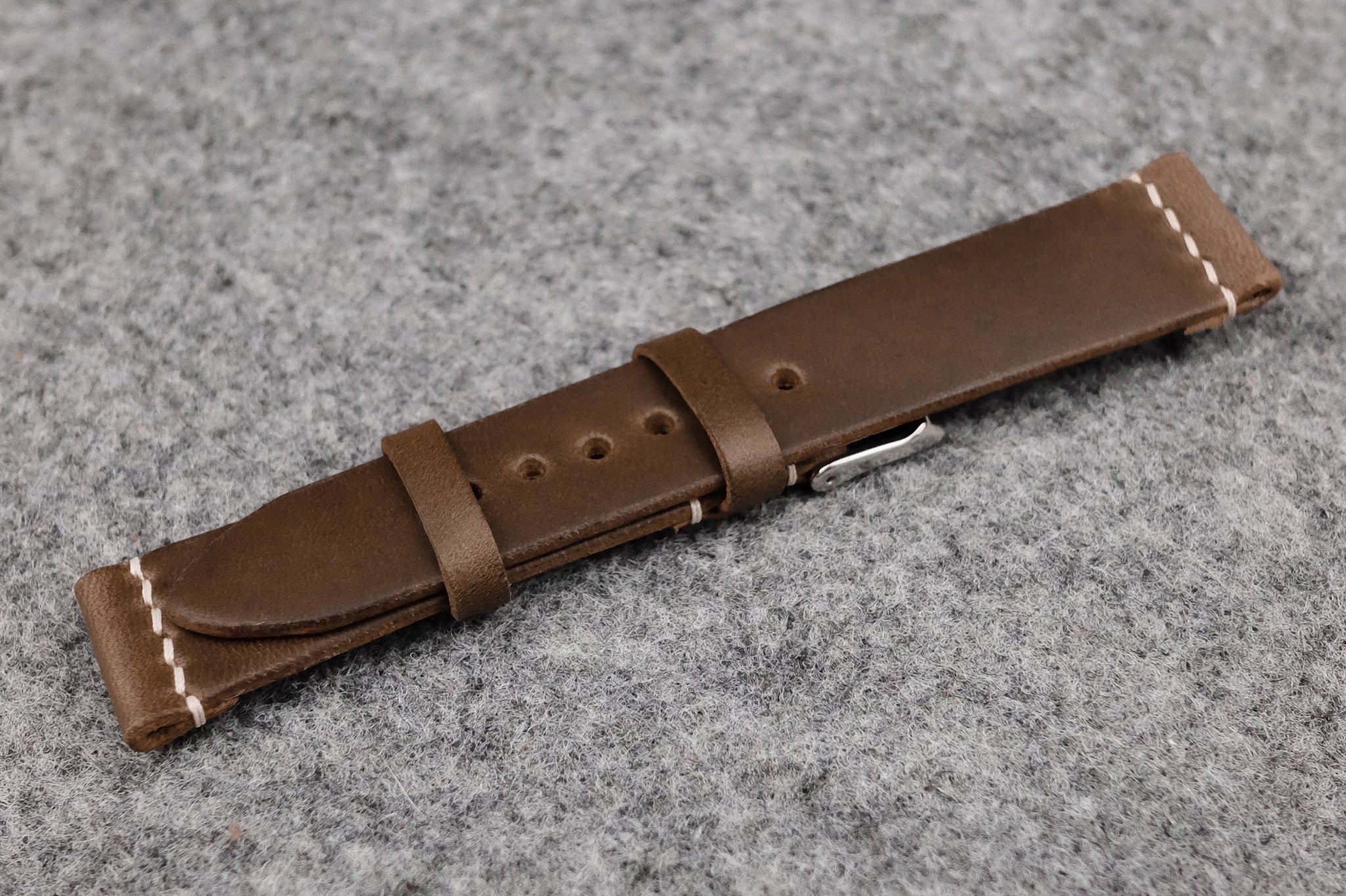 Horween Chromexcel Natural Unlined Top Stitch Leather Watch Strap