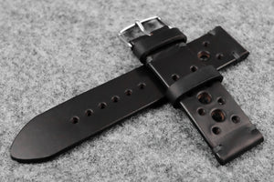 Horween Chromexcel Black Unlined Racing Leather Watch Strap