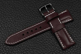 Italian Burgundy Half Padded Leather Watch Strap
