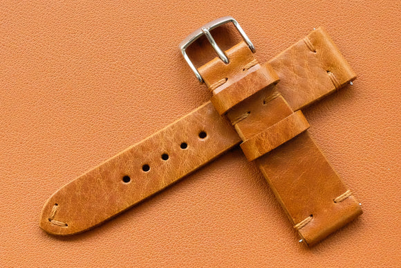 RM: Italian Textured Brown Side Stitch Watch Strap (20/18)