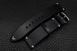 Italian Black Side Stitch Leather Watch Strap
