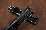 Italian Embossed Black Full Padded Leather Watch Strap