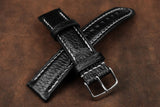 Italian Embossed Black Full Padded Leather Watch Strap