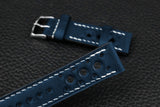 Italian Blue Racing Leather Watch Strap