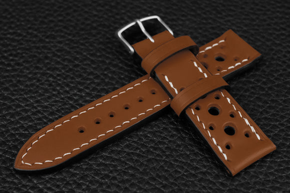 Italian Chestnut Racing Leather Watch Strap
