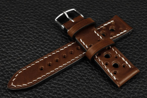 Italian Chocolate Racing Leather Watch Strap
