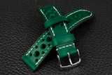 Italian Green Racing Leather Watch Strap