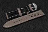 Italian Grey Racing Leather Watch Strap
