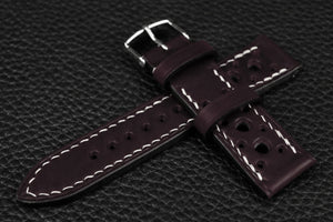 Italian Purple Racing Leather Watch Strap