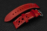 Italian Red Racing Leather Watch Strap