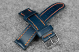 RM: Italian Blue Full Stitch Leather Watch Strap (24/22)