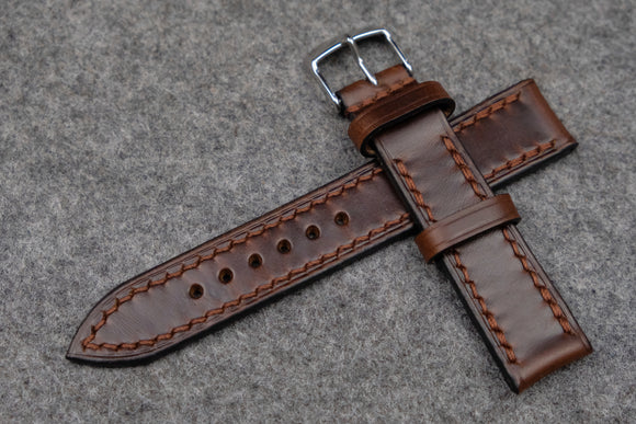 RM: Horween Chromexcel Brown Full Stitch Leather Watch Strap (20/18)