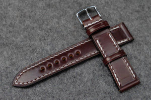 RM: Horween Shell Cordovan Colour 6 Full Stitch Leather Watch Strap (20/18)