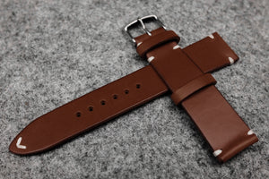 RM: Italian Chocolate Side Stitch Leather Watch Strap (22/20)