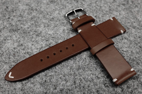 RM: Italian Espresso Side Stitch Leather Watch Strap (22/20)