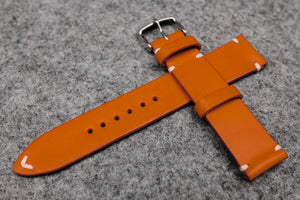RM: Italian Orange Side Stitch Leather Watch Strap (22/20)
