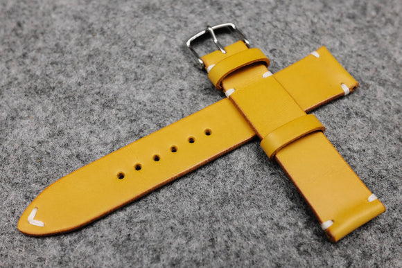 RM: Italian Yellow Side Stitch Leather Watch Strap (22/20)