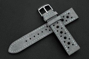 The House Of Straps | Italian Suede Cool Grey Racing Leather Watch Strap
