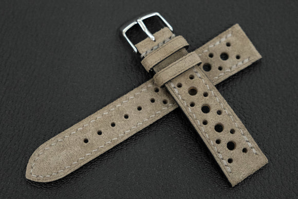 The House Of Straps | Italian Suede Light Taupe Racing Leather Watch Strap
