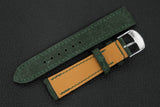 The House Of Straps | Italian Suede Moss Green Full Stitch Leather Watch Strap