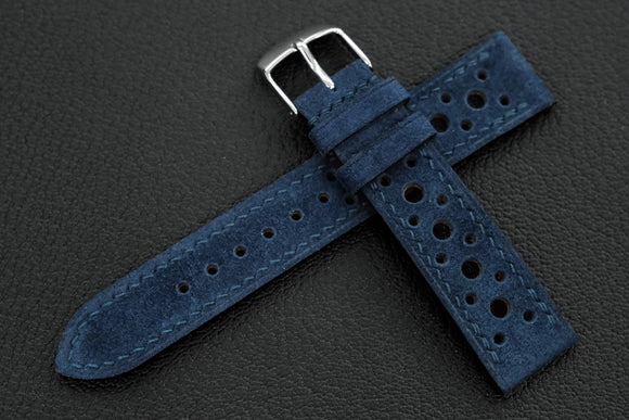 The House Of Straps | Italian Suede Navy Blue Racing Leather Watch Strap